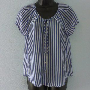 Blue & White Striped Blouse (Small)